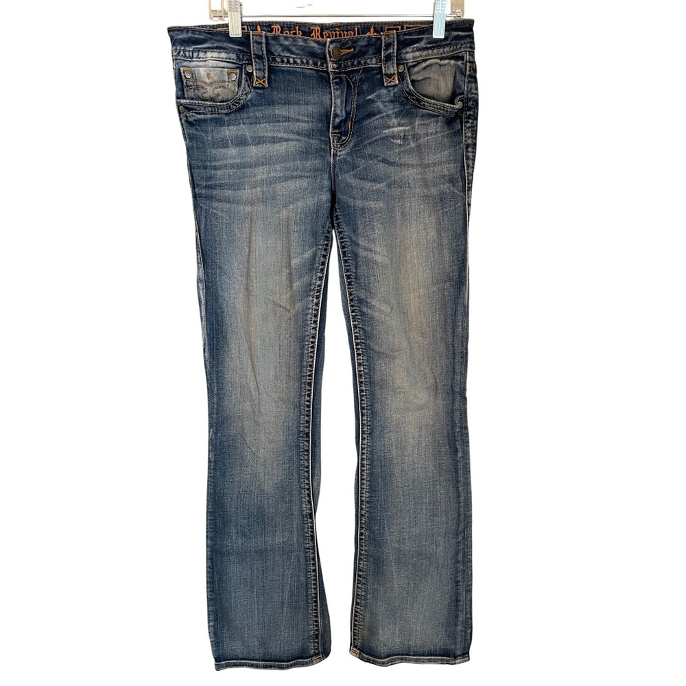 Rock Revival Julee Boot Cut Jeans Flap Pocket Size 30 32x32.5 Actual Grunge y2k